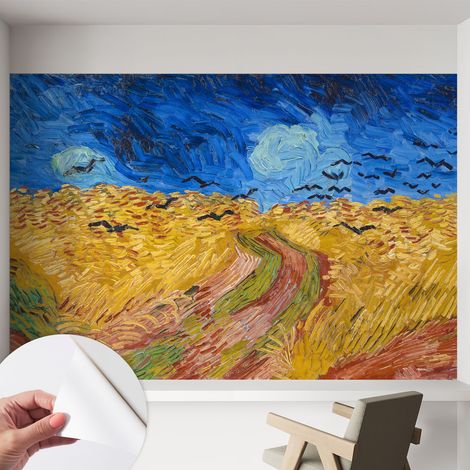 Papier peint adhésif avec colle pour décoration moderne de salon chambre à coucher cuisine et bureau Facile Paysage champêtre 152x104 cm (1/5)