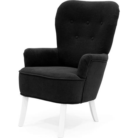 Velo Sessel - Gepolsterter Sessel mit Holzbeinen, Retro-Stil, Farbe Schwarz (1/5)