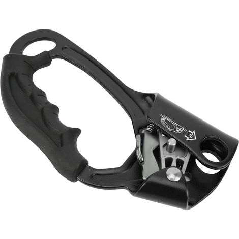 Leichte Steigklemme aus Aluminiumlegierung für die Luftfahrt, ideal zum Bergsteigen und Abseilen, für Linkshänder, schwarz.