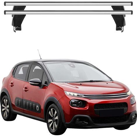 OMAC Dachträger Querträger Alu für Citroen C3 2016-2024 – Abschließbar – T-Nut – City-Crash-getestet – Max. 50 kg Silber (1/5)