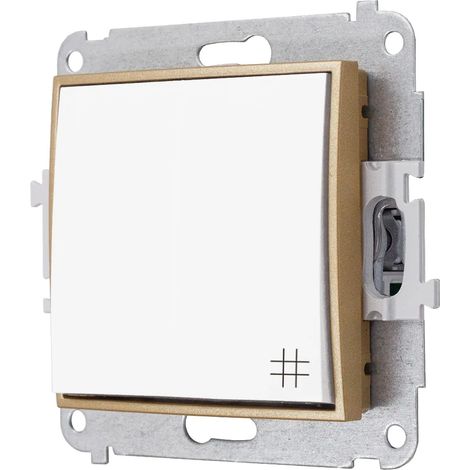 Interruptor cruzado sin marco Karlik Mini color blanco/dorado (1/4)