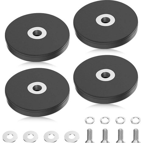 Lot de 4 Aimants en Néodyme Caoutchoutés, Aimants Ronds en Caoutchouc Ø 43 mm avec filetage extérieur M6 Caoutchouté Néodyme pour Vis œillet ou Crochets bandes lumineuses (1/5)