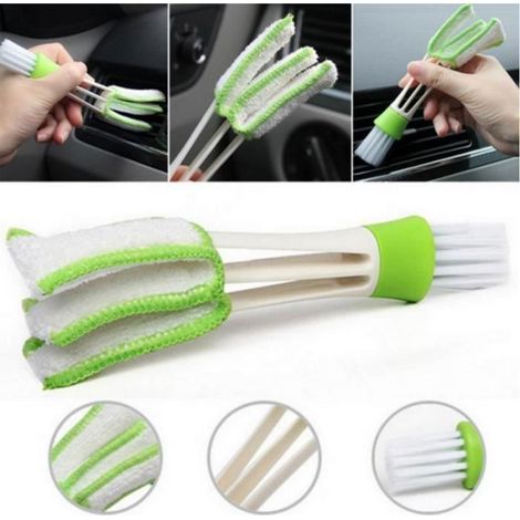 Accessoires de nettoyage de voiture Auto Air Conditioner Vent Blind Brush Chiffon Cleaner 2PC blanc blanc PLUMEAU (1/5)