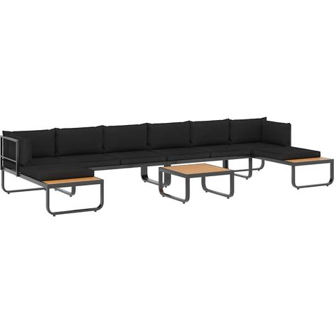 Maison Exclusive - Set Divano da Giardino 5 pz ad Angolo Cuscini in Alluminio WPC (1/5)
