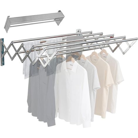 Clothes Airer Wall Mounted with 7 Rails, Length Adjustable from 65 to 127 cm Wall Dryer Extendable Wall Dryer Extendable Space-Saving Hanging Arm for Balcony and Indoor Use (1/5)