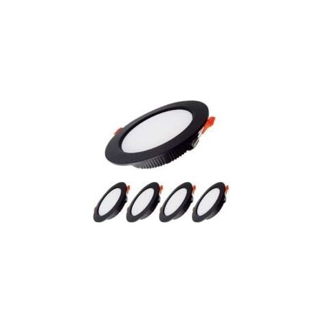 7W Spot Led Encastrable Dimmable Noir Extra Plat 230V 5 Pack,700LM = 70W incandescence, IP44,Blanc Froid 6000K, Découpe 80-90mm,Rond plafond encastré Pour salle de bain,Cuisine,Salon,Couloir [Classe é (1/5)