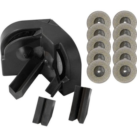 Jeffergarden Kit d'affûtage de forets haute précision, 10 disques diamantés et 3 outils auxiliaires, noir (1/5)