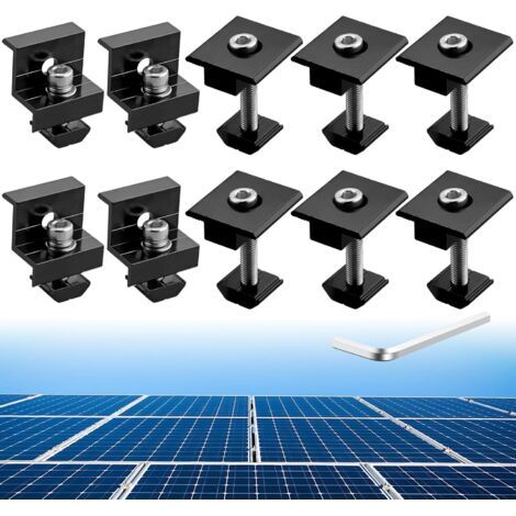 Lot de 10 Pinces pour Panneau Solaire 4 Supports en Z et 6 Clips Centraux en T pour Toits et Camping-car (1/5)