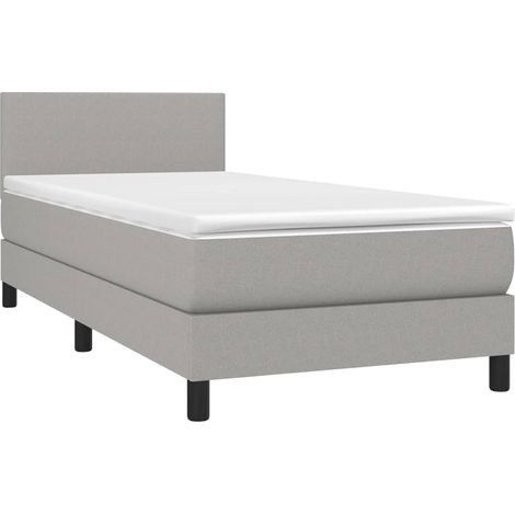 Letto con testiera regolabile - vidaXL Letto a Molle Materasso e LED Grigio Chiaro 100x200 cm Tessuto - Materasso con molle insacchettate