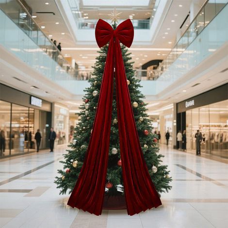 Crea – Dekorativer Weihnachtsbaum 40 x 200 cm – Burgunderrote Flanellschleife – Wiederverwendbare Dekoration für drinnen und draußen – Garantiert festliche Stimmung (1/5)