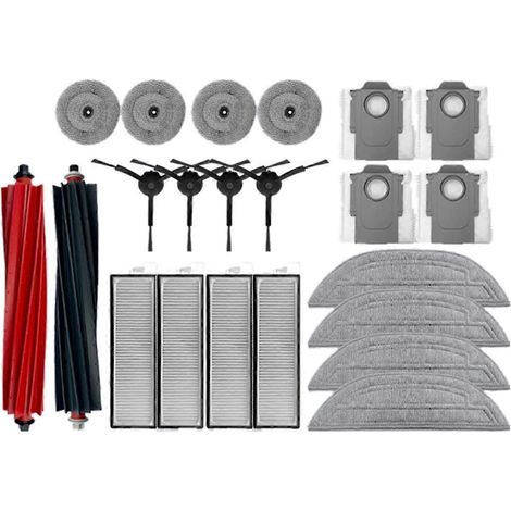 Pièces détachées pour aspirateur robot S8 MaxV Ultra : brosses latérales principales, lingette de nettoyage, filtres HEPA, sacs à poussière et accessoires. (1/5)