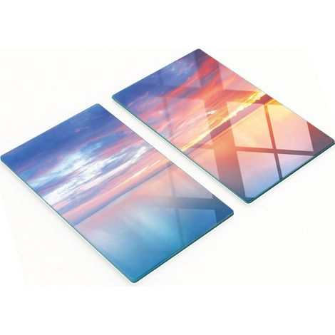 Robuste und stilvolle Küchenbretter aus Glas mit Sonnenuntergangsmuster, 2 x 30 x 52 cm (1/5)