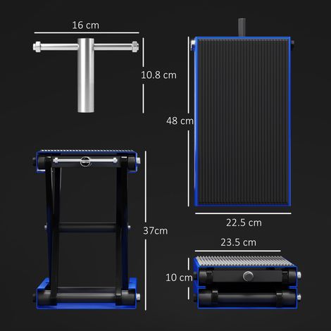 Support de vélo pliable avec base antidérapante (acier et caoutchouc), 48 x 22,5 x 10-37 cm, bleu et noir (1/5)