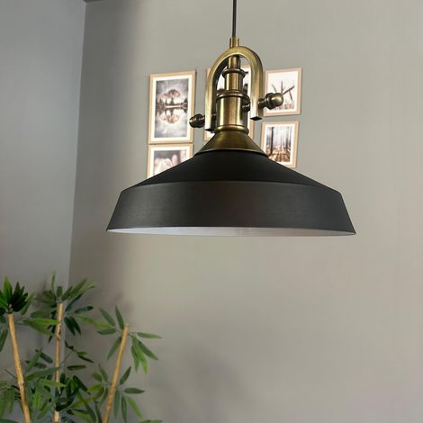 bamyum Lema Suspension Luminaire Rétro en Metal de 37,5 cm, Lustre de Salon Vintage, Éclairage de Plafond pour Chambre, Cuisine, Lampe Suspendue (1/5)