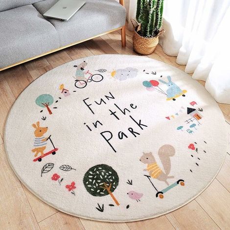 Runder, waschbarer Kinderteppich 60 cm – Weiches Polyester – Rutschfest und atmungsaktiv – Bodenschoner (1/5)