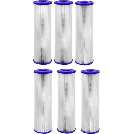 Cartouche filtrante plissée à sédiments de 20 microns, 25,4 cm x 6,4 cm, de remplacement pour filtre à eau domestique WFPFC3002, paquet de 6 (1/5)