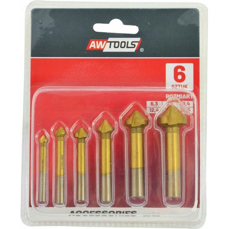 Set di punte svasatrici Awtools, 6 pezzi, HSS, da 6,3 a 20,5 mm