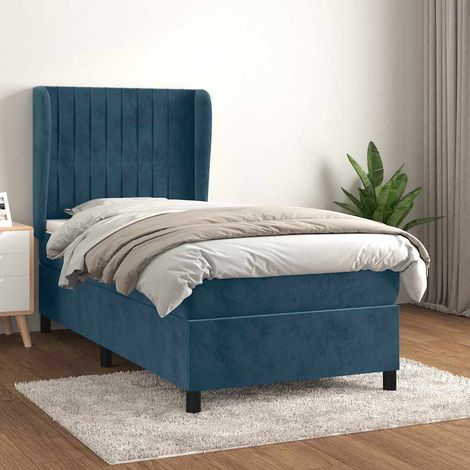 Sommier à lattes de lit avec matelas Bleu foncé 90x200 cm (1/5)