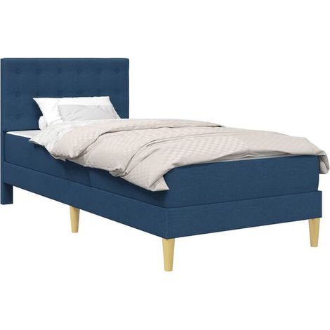 Cadre de lit et matelas, bleu, 80 x 200 cm, tissu. (1/5)