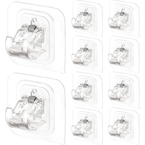 Ein Set aus 10 Gardinenstangen, die ohne Bohren montiert werden können, verstellbaren selbstklebenden Gardinenstangenhalterungen, keine Nägel erforderlich. (1/4)