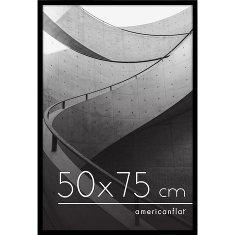 Cadre Photo 50x75 cm Noir - Cadre 75x50 cm avec Bordure Fine, Plexi Poli, Matériel de Suspension Intégré pour Mur (1/5)