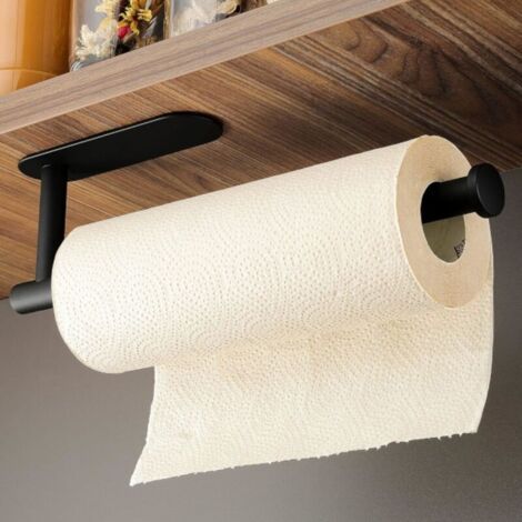 1PCS Noir Porte-rouleau d'essuie-tout sans perçage - Porte-essuie-tout porte-rouleau en acier inoxydable Porte-rouleau de papier noir pour la cuisine (1/5)
