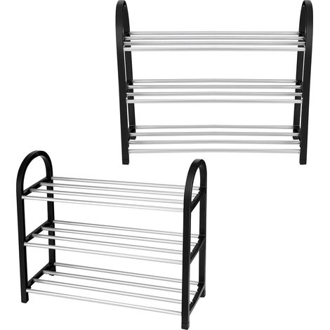 Étagère à chaussures simple à plusieurs niveaux, noire, à tête ronde, taille moyenne (1/5)