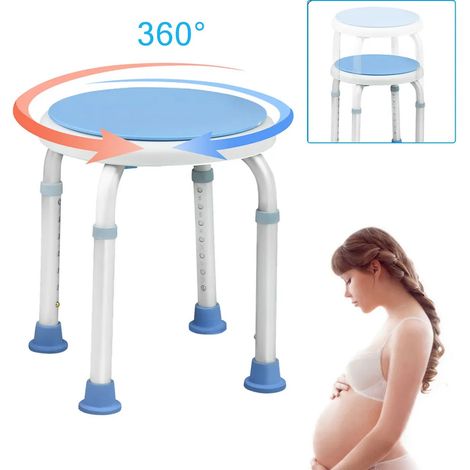 Tabouret/chaise de douche LZQ, hauteur réglable de 36 à 51 cm et pivotant à 360°, tabouret/aide à la douche pour salle de bain, siège de salle de bain antidérapant en aluminium et plastique pour les p (1/5)