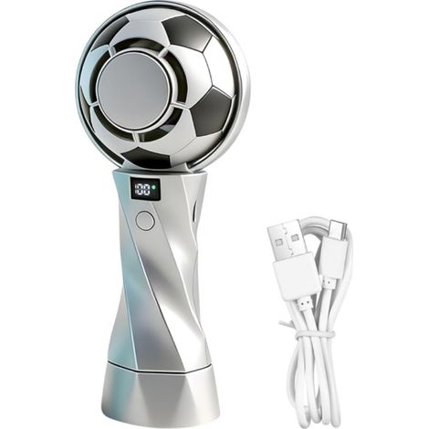 Dieser tragbare, wiederaufladbare Ventilator in Fußballform mit digitaler Leistungsanzeige ist perfekt zum Zuschauen bei Spielen. (1/3)