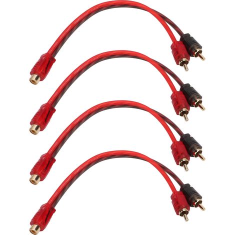 Adaptateur RCA 1 femelle 2 mâle pour voiture, séparateur en Y, câble Audio de haut-parleur de 20cm de Long pour appareil avec prise Jack 3.5mm, 4 pièces. (1/4)