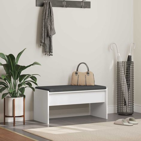 vidaXL Panca per ingresso con cuscino Bianco 80 x 38 x 46 cm