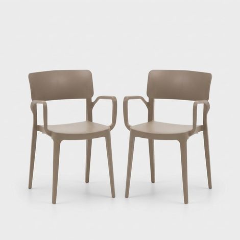 2er Set stapelbare Gartensessel für drinnen und draußen Antibes - Taubengrau (1/5)