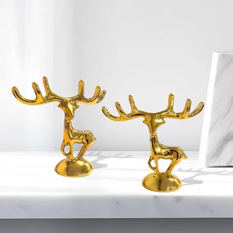 2 pendentifs de cerf doré, pendentifs debout élégant pour la décoration de la maison, polyvalents tels que la suspension de bijoux, la décoration de bureau et de salon (1/5)