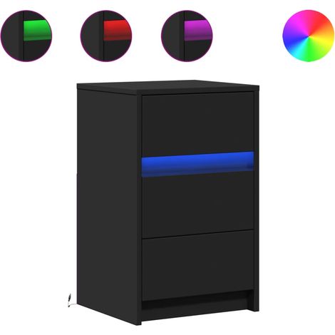 Maison Exclusive - Nachttisch mit LED-Leuchten Schwarz Holzwerkst