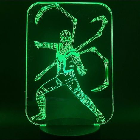 Veilleuse LED colorée Spider-Man, lampe de table pour chambre d'enfant