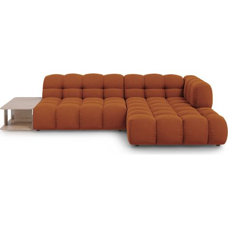 Canapé d'angle droit modulable 4 places en velours terracotta (1/5)