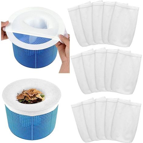 Lot de 15 Chaussettes Skimmer,Filtre Nylon Réutilisable,Piscine Entretien,Eau Claire (1/5)