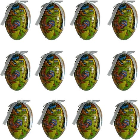 Uova decorazioni pasquali da appendere per albero di pasqua arredo casa set da12 in polisterolo moderno e particolare 9cm (1/5)