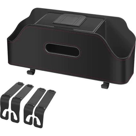 Bac de rangement multifonctionnel pour véhicule, avec porte-gobelet, idéal pour les affaires des enfants en voyage et les longs trajets en voiture (noir) (1/5)