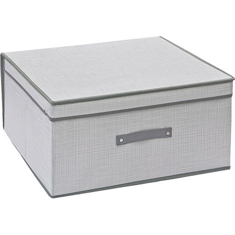 Scatola Salvaspazio Tessuto Rigida Pieghevole Contenitore Vestiti Abiti Grigio - 30x28x15 cm (1/2)