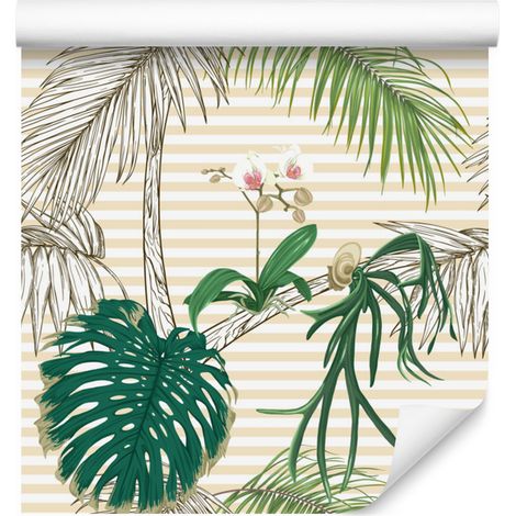 Papier peint à motifs de feuilles vertes et de palmiers pour salon et chambre, 50 x 1000 cm (1/5)
