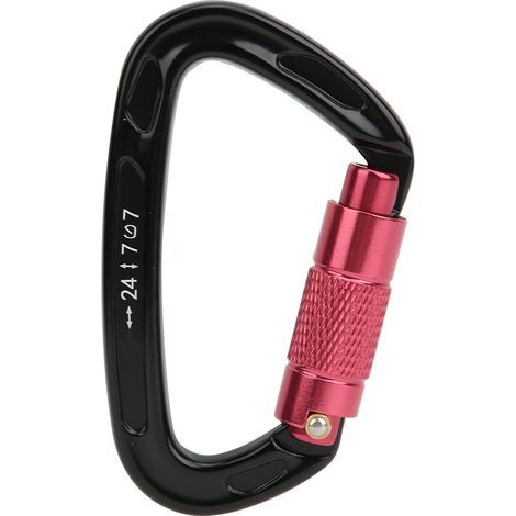 Karabinerhaken aus 7075er Aluminium in Luftfahrtqualität mit D-Ring, Sicherheitskarabiner zum Klettern, Campen und für Hängematten, schwarz (1/5)