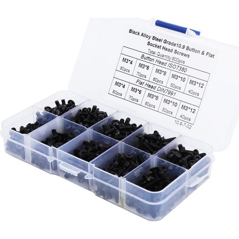Satz mit 600 Innensechskantschrauben, legierter Stahl, Senkkopf, Werkzeugset für Hardware-Reparaturen (1/5)