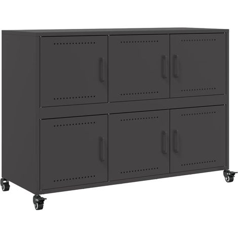 Aparador cajonera mueble almacenaje organizador cocina salón 1005 x 39 x 72 cm acero negro 020035782