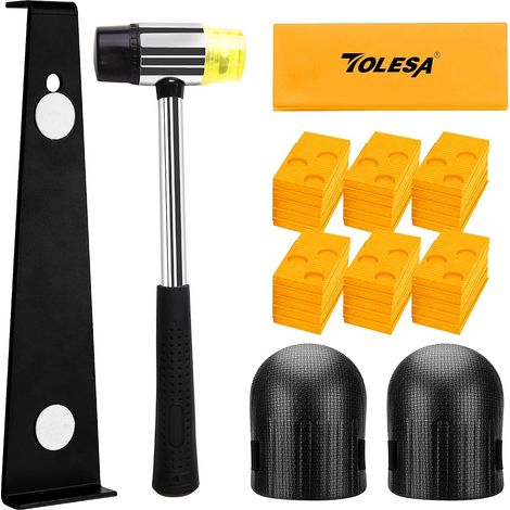 Kit d'installation de parquet stratifié Outils pour parquet en vinyle avec 30 cales, barre de traction robuste, bloc de taraudage en caoutchouc solide et durable, maillet antidérapant (1/5)