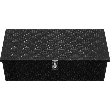 Coffre à outils en aluminium robuste pour camionnette, avec poignée latérale et clés, organisateur de rangement pour remorque, pickup, camping-car, 76,2 x 33 x 24,4 cm, noir. (1/5)