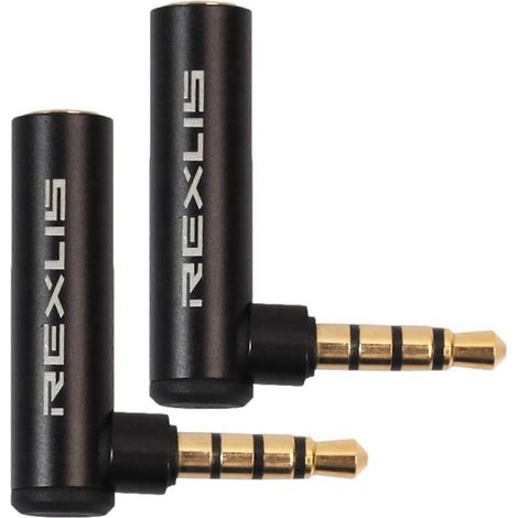 Adaptateur jack audio stéréo 3,5 mm mâle vers femelle coudé à 90° (2 x 3,5 mm) (1/5)