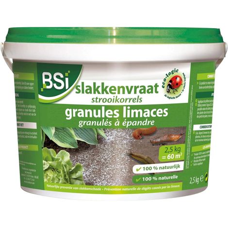 BSI - Granulato Anti-Lumaca - 100% Naturale - Crea Una barriera di processo - Copertura Fino a 60 m² di Superficie - 2,5 kg (1/2)
