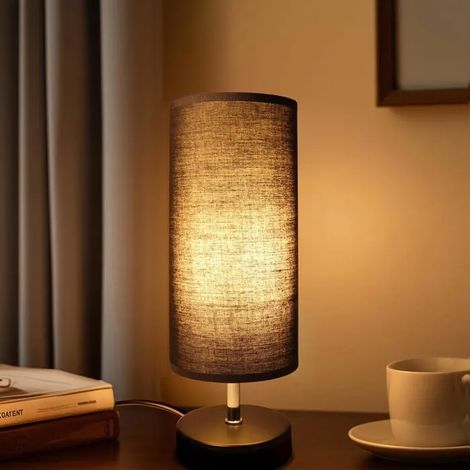 Lampe de chevet Da LIGHT noire avec interrupteur à câble, douille E27, abat-jour en lin, lampe de table moderne