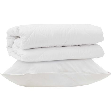 Ensemble de Duvet avec oreiller 2 pcs Blanc Microfibre (1/5)